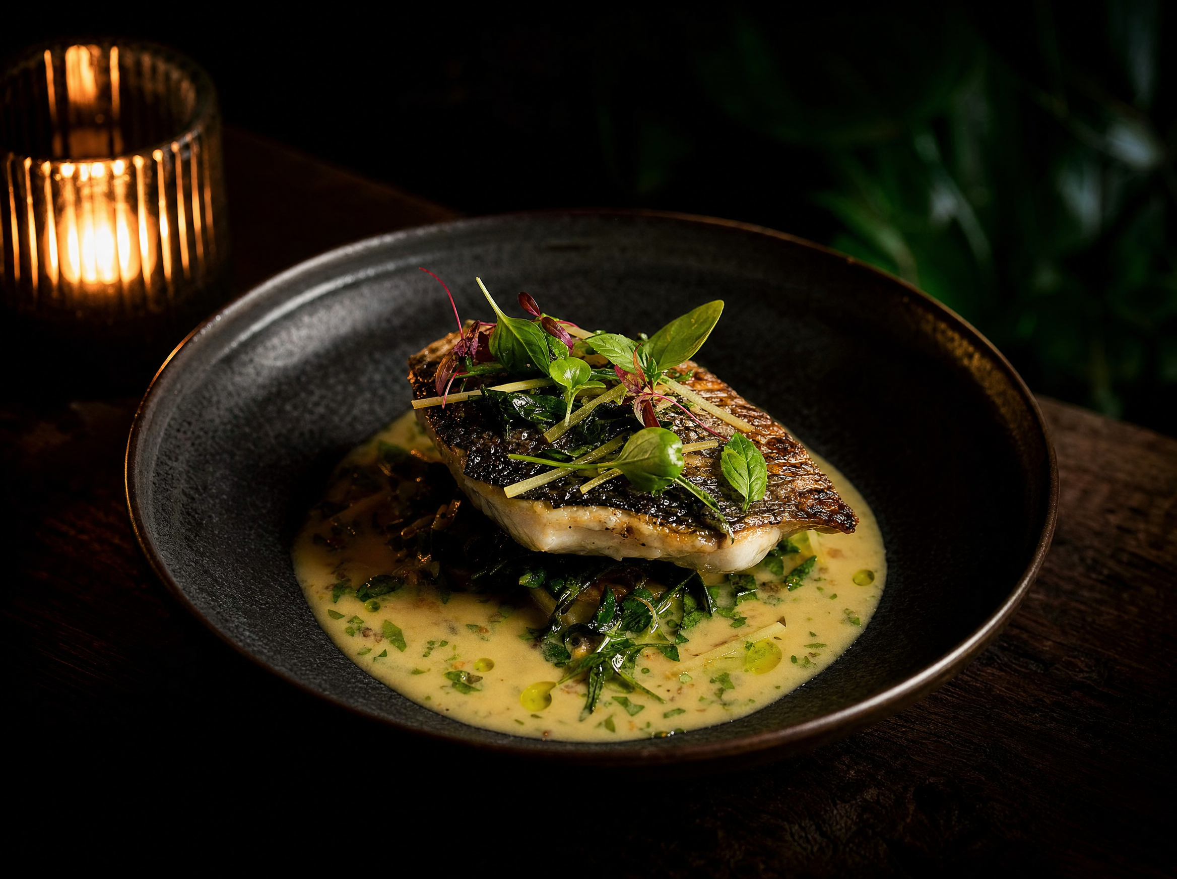 Bar grillé à la citronnelle et beurre blanc